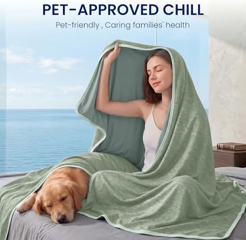 Topcee Cooling Blanket (90"x90"Queen Size) for Night Sweats Absorbs Heat to Keep Adults Cool on Warm Nights, Q-Max 0.5 Cooling Blankets for Hot Sleepers, Ultra-Cool Lightweight Blanket for Bed | Absorbs Heat Cold Summer Blanket for Night Sweats & Menop... - Image 3