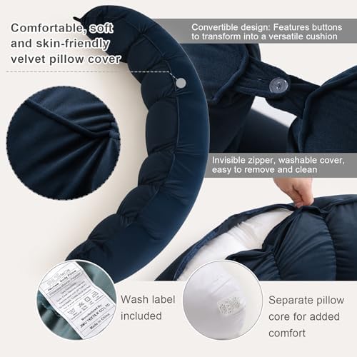 Peallow(Pat. Pend) – Long Round Body Pillow for Adults, Bolster Pillow for Sleeping, Soft and Supportive Pillow for Sleeping & Lumbar Support (Teal Blue,59") - Image 4