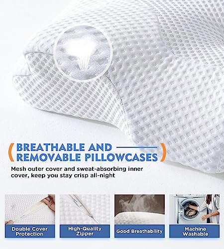 Osteo Cervical Pillow for Neck Pain Relief, Hollow Design Odorless Memory Foam Pillows with Cooling Case, Adjustable Orthopedic Bed Pillow for Sleeping, Support for Side Back Sleepers - Image 6