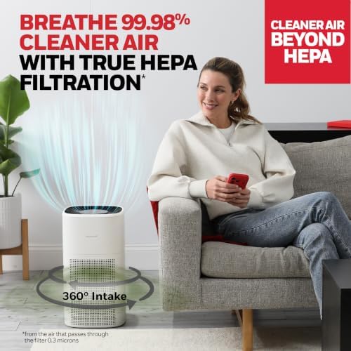 Honeywell Allergen Plus 4-in-1 HEPA Air Purifier for Home, Up to 1718 Ft² Coverage for Large Rooms, Reduces Allergens, Pet Dander, Smoke & Odors, Air Quality Sensor with Auto Mode, White, HPA4300W - Image 6