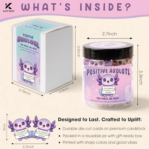 Positive Axolotl Jar – Cute Axolotl Gifts for Teens, Tweens, Daughter, Students – Back to School Gift for Kids, Granddaughter, Niece – Gifts for Teenage Girls, Tween Girls Trendy Stuff - Image 2