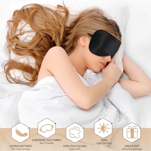 Sleep Mask, 100% 22 Momme Mulberry Silk Eye Mask with Adjustable Strap - Image 3