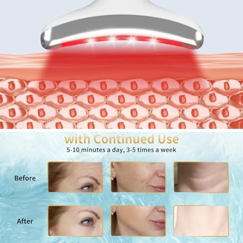 Red Light Therapy for Face and Neck, Facial Skin Care Tools, Micro-Current Vibration Facial Cold and Hot Service, Red and Blue LED Light, 4 Color LED Facial Light Therapy Device for Skin Care at Home - Image 5