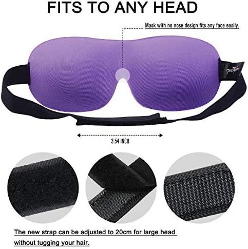 PrettyCare 3D Sleep Mask 2 Pack, Eye Mask for Side Sleeper - 3D Contoured Sleeping Mask Block Out Light for Men Women- No Eye Pressuer Night Masks with Ear Plugs & Travel Bag (Black＆Purple) - Image 6