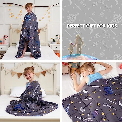 yescool Star Weighted Blanket 10 Pounds Twin Cooling Weighted Blanket, Galaxy Moon Heavy Blanket for Sleeping, Weighted Throw Blanket Gifts for 80-110lbs, 40"x60" - Image 3