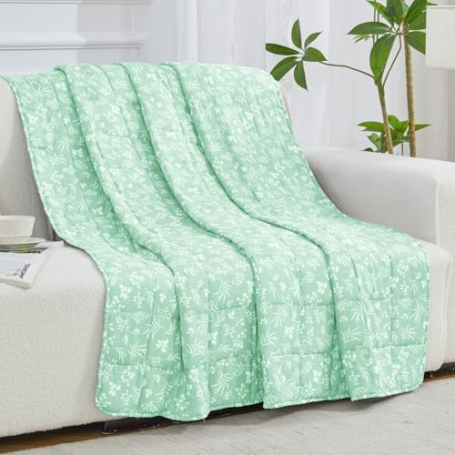 yescool Weighted Blanket for Adults (20 lbs, 48" x 72", Cyan) Cooling Heavy Blanket for Sleeping Perfect for 140-160 lbs, Twin Size Breathable Blanket with Premium Glass Bead, Machine Washable - Image 6