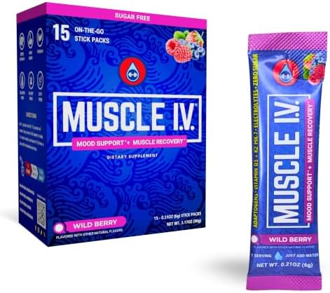 Muscle I.V. Electrolytes Supplement for Recovery & Hydration, Wild Berry by MUSCLEIV%C2%AE