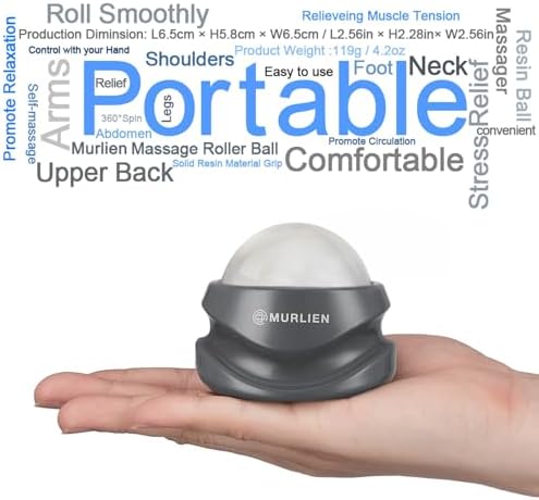 Massage Roller Ball, Tight and Sore Muscles Relief, Manual Massager, Alleviating Shoulder, Arms, Back, Legs, Calves or Muscle Tension - White - Image 2