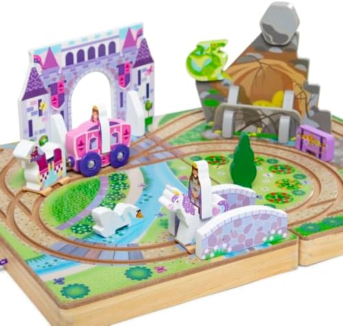 Melissa & Doug 19-Piece Wooden Take-Along Tabletop Kingdom – Carriage, Horse, Unicorn, Dragon, More - Image 4