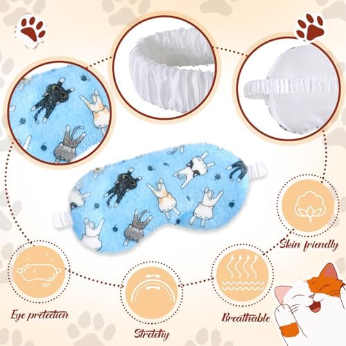 Cuffbow 6 Pack Fuzzy Sleep Masks Plush Eye Mask,Cat,Colorful - Image 3