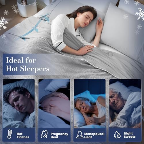 Waffle Cooling Comforter Blanket for Hot Sleepers, King Size, Cool Gray - Image 4