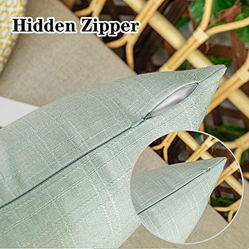 Kevin Textile Outdoor Waterproof 18”x18” Pillow Covers 2 Pack, Mint - Image 3