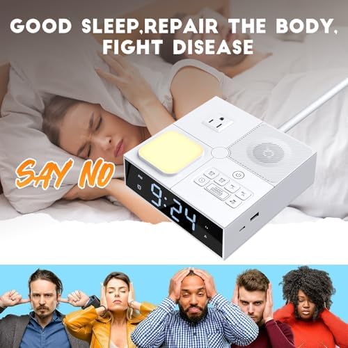 White Noise Sound Machine with Dual Alarm Clock - Soft Night Light 41 Non Looping Sounds USB Port Charger 3 Timers Memory Function 31 Adjustable Volume Sleep Sound Machine for Adult & Home Bedroom - Image 7