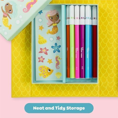 Tiger Tribe Coloring Set - Mermaids, Activity Set for Kids, incl. Stickers & Markers Portable Storage Box, Perfect for Travel, Great Gift - Image 4