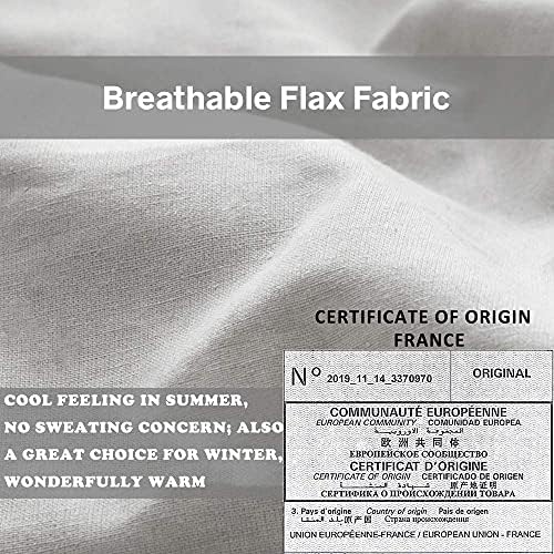 Simple&Opulence 100% Linen Duvet Cover Set with Embroidery Border Washed - 3 Pieces (1 Duvet Cover with 2 Pillow Shams) with Button Closure Soft Breathable Farmhouse - Light Grey, Queen Size - Image 4