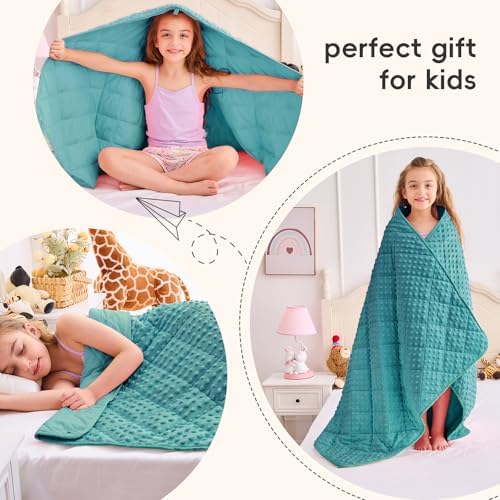 yescool Weighted Blanket 3 Pounds Teal Heavy Blankets, Microfiber Weighted Throw Blanket Breathable Warm Fleece Minky Blanket for 20-40lbs, 36"x48" - Image 6