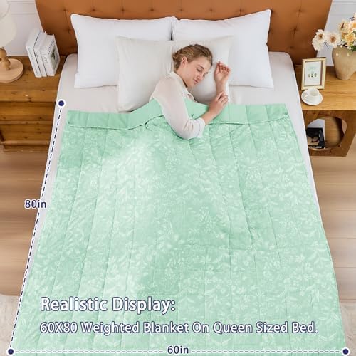 yescool Weighted Blanket for Adults (15 lbs, 60" x 80", Cerulean) Cooling Heavy Blanket for Sleeping Perfect for 140-160 lbs, Queen Size Breathable Blanket with Premium Glass Bead, Machine Washable - Image 2