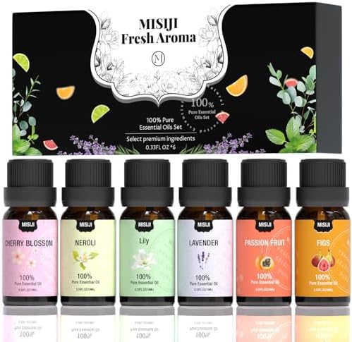 Essential Oils Set-Essential Oils for Diffuser for Home,Diffuser Oils Scents for Aromatherapy,Laundry,Candle&Soap Making,Humidifiers 6 X 10ML by MISIJIEssentialOilsOverall