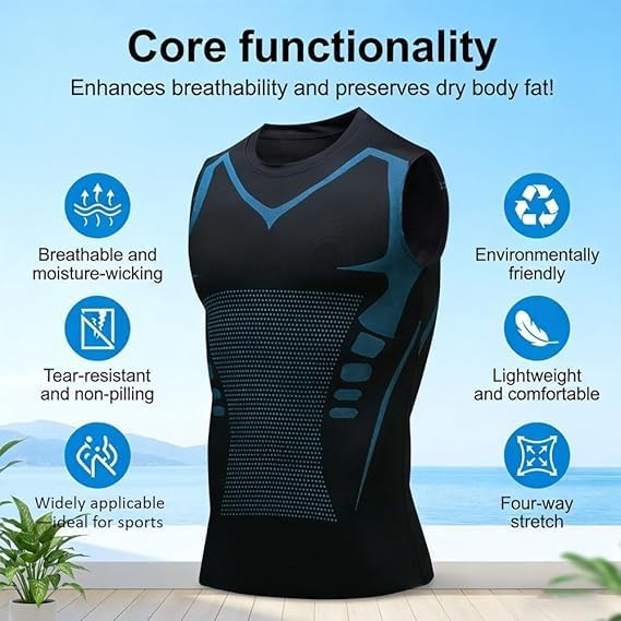 Compression Shirt Men, Men Shaping Sleeveless Vest, Sport Running Wicking Dry Fit Breathable Sleeveless Gym Shirt - Image 5