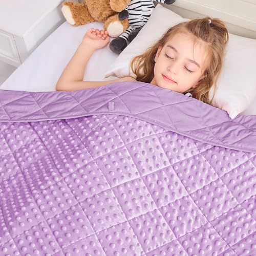 yescool Weighted Blanket 3 lb Light Purple Small Weighted Lap Blanket for Boys and Girls, Cooling Weighted Throw Blankets Minky Heavy Blankets, for 20-45lbs, 36 * 48in by yescool