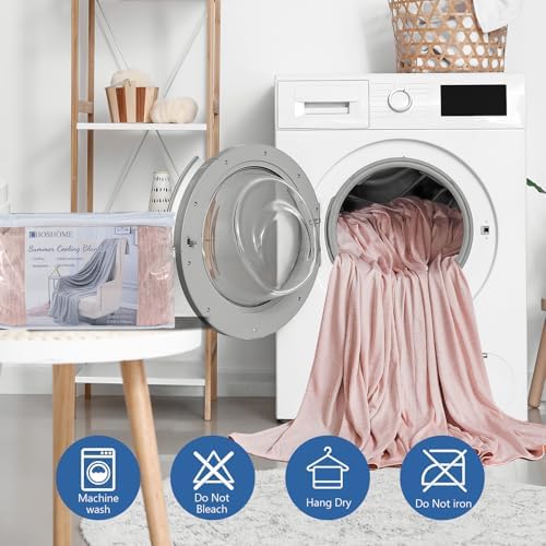 CHOSHOME Cooling Blanket for Hot Sleepers - Summer Blanket Thin Soft Lightweight Breathable Double Side Enhanced Cooling for Hot Flashes, Night Sweats, Bed, Couch (Pink, 96 x 120 inches) - Image 5