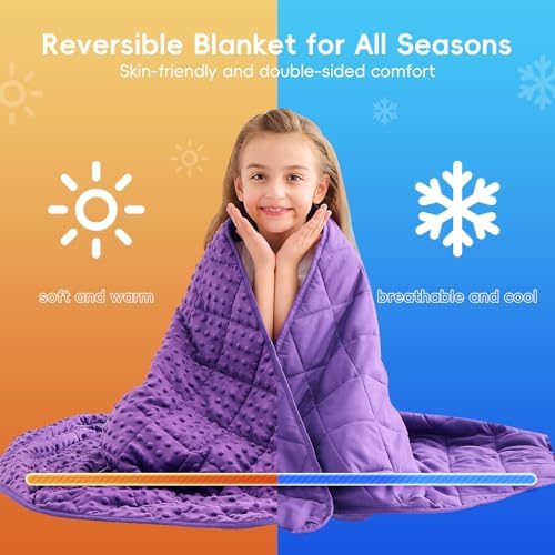 yescool Purple Weighted Blanket 5 Pounds, Blanket Gifts for Girls, Small Weighted Throw Blankets Washable Heavy Blankets, Winter Weighted Comforter for 40-70lbs, 36 * 48in - Image 4