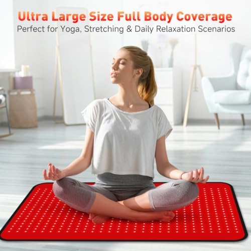 BENBER Red Light Therapy Mat for Body, 660nm & 850nm Infrared Light Therapy Pad, Wearable Wrap with Timer Remote Control for Back Waist Belly, Premium TPU, 60W High-Power, 41.7" x 23.6" - Image 3