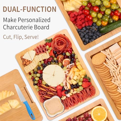 CAWIU Portable Charcuterie Board with Lid, Travel Cheese Board & Snack Tray - Image 4