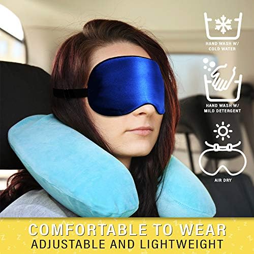 Silk Sleep Eye Mask for Men Women, Comfortable Super Soft Eye Mask with Adjustable Strap, 100% Pure Silk, Blocks Light, Jersey Slumber (Blue, 1 Count (Pack of 1)) - Image 4