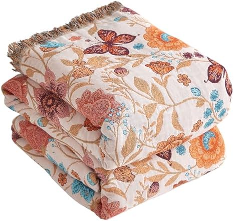 Boho Throw Blanket for Bed 90”x98”, 100% Cotton Blanket for Couch Sofa by DefineCozyHealthyLife