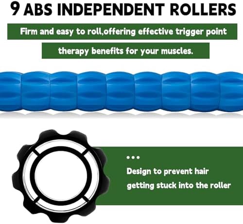 Massage Roller Stick,Muscle Roller Stick for Athletes,Liposuction Massage Roller for Lymphatic Drainage, for Relief Muscle Soreness,Trigger Points,Help Runner Legs,Back Recovery(Green & Blue) - Image 3