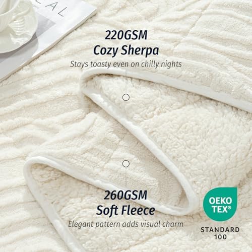 Wemore Soft Weighted Blanket for Adults 48" x 72" 12 lbs Twin Size Cream - Image 3