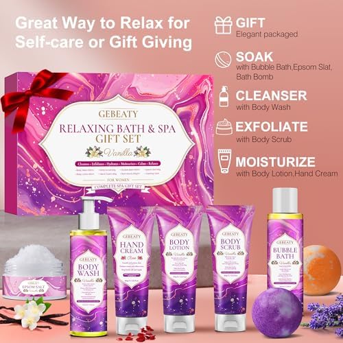 GEBEATY Bath Sets for Women Gift, Stress Relief Spa Self Care Gift Basket - Image 2