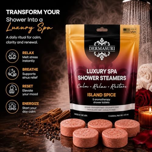 Dermasuri Shower Steamers Aromatherapy, Island Spice Shower Tablets - Image 2