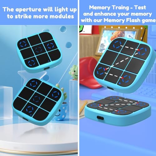 KOQQQ Rechargeable Tic-Tac-Toe Bolt Game, Upgraded 4-in-1 Handheld Puzzle Console, Electronic Educational Memory Game, Portable Travel Car Ride Board Games for Kids Adults (Blue) - Image 5