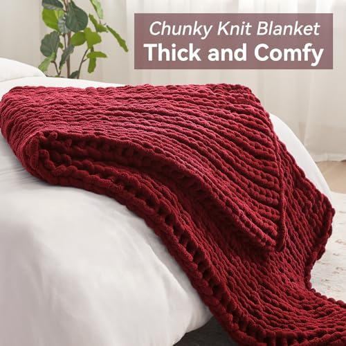 Negwoo Chunky Knit Throw Blanket, Knitted Throw Chenille Yarn, 50"*60" - Image 5