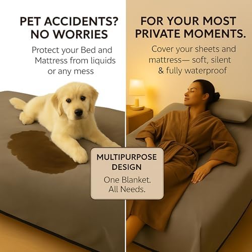 Waterproof Blanket for Bed or Couch – Soft and Leakproof Waterproof Throw Blanket, Water Proof & Stain Resistant Easy to Clean Throw Blanket Cover for Adults or Pets, Reversible Grey 60"x80" - Image 3