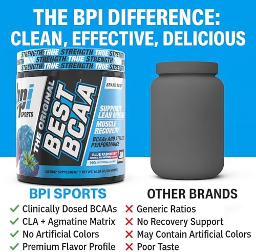 BPI Sports Best BCAA Powder – Hydration, Blue Raspberry, 30 Servings - Image 6