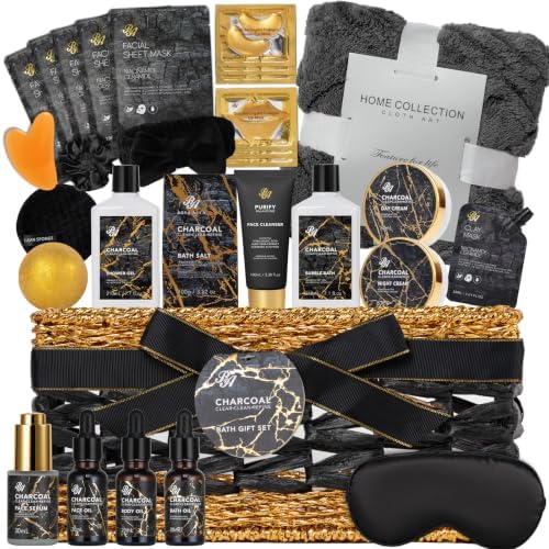 Gifts for Women & Men, 35 Pcs Charcoal Spa Gifts Basket, Get Well Soon Set by RAROSAACCA