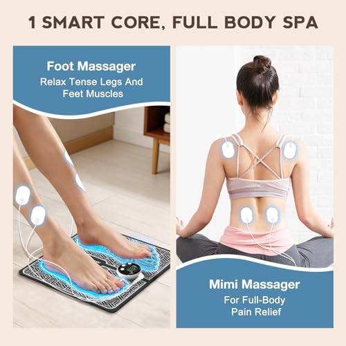 TENS&EMS, Transcutaneous Electrical Nerve Stimulator for Pain Relief, EMS Foot Massager Mat for Muscle Relaxation, Back & Leg Foot Massage with LCD Display Screen - Image 4