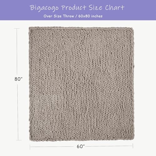 Bigacogo Chunky Knit Throw Blanket for Couch, 60x80 inches, Taupe - Image 2