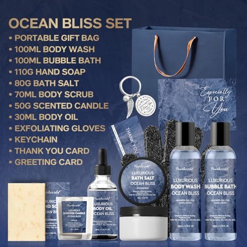 Father's Day Gift 12Pcs Men's Birthday Gift Ideas Ocean-Scented Bath Spa Set - Skin Care Gift Kit for Him, Ideal Men Gifts for Christmas, Self-Care PEARLWORLD - Image 2