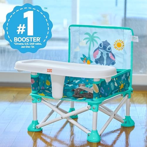 Bright Starts Disney Stitch Pop 'N Sit Portable Booster, Indoor/Outdoor Use, Floor Seat with Feeding Tray, Blue, 6 Mos - 3 Yrs (Pack of 2) - Image 3