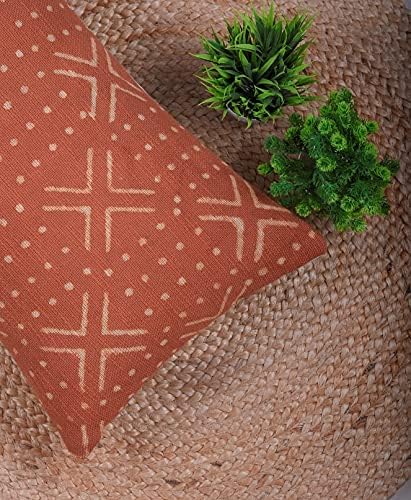 Trade Star Decorative Throw Pillow Handwoven Oblong Pillow Cover Case Mudcloth Modern Geometric Lumbar Pillow Cover Luxurious Couch Cushion Cover for Room Decor (Rust NOVA 12X24 INCHES) - Image 4