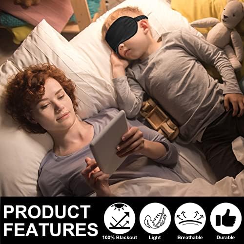 2Pack Silk Sleep Mask,Eye Mask for Sleeping,Elastic Blackout Eye Mask & Blindfold for Full Night's Sleep,Travel and Nap(Black) - Image 6