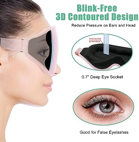 BeeVines 3D Molded Sleep Mask, Blackout Eye Masks for Sleeping (2 Packs) - Image 5