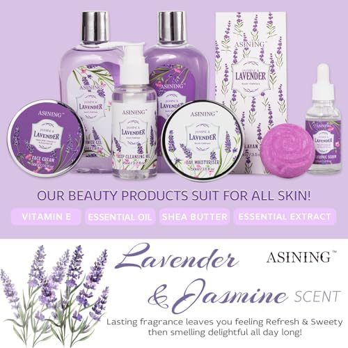 19 Pcs Gifts for Women, Lavender Bath & Body Gift Basket,Face Skin Care Set - Image 4