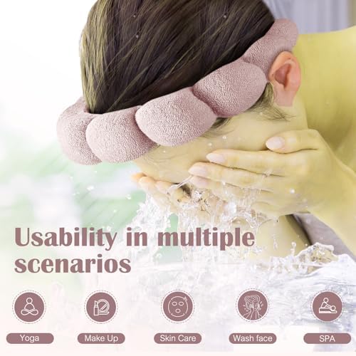 Ztomine Spa Headbands for Washing Face or Facial, Set of 2 Skincare Headbands, Terry Cloth Headband Wash Combo Pack - Puffy Makeup Washing, Mask, Skin Treatment - Image 2