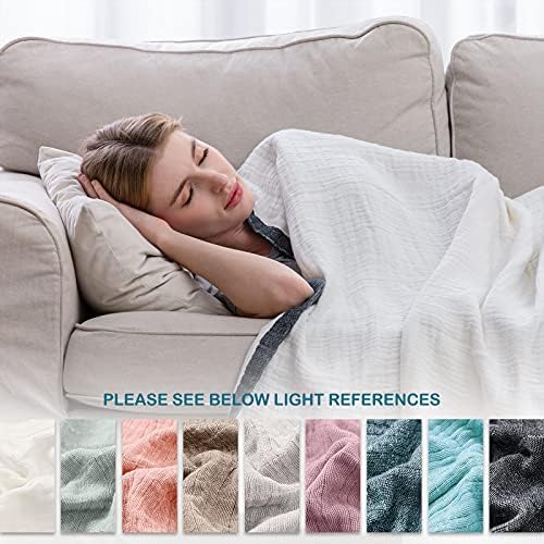 SE SOFTEXLY Muslin Throw Blanket, 4-Layer Dyed Yarn, 60”x80”, White - Image 5