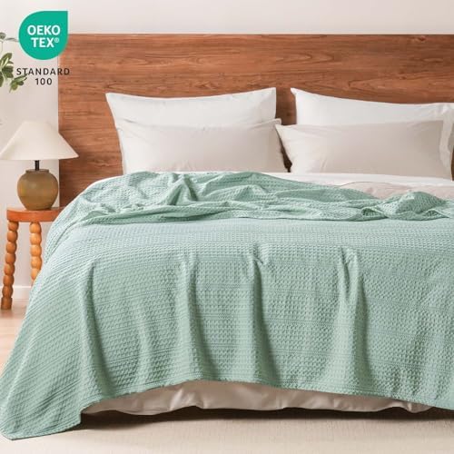 PHF Lightweight Waffle Weave Blanket Twin Size 66"x 90", Soft Woven Summer Blanket for Hot Sleepers - Aesthetic Home Decor for Couch Bed Sofa, Pet Friendly, Sage Green - Image 6